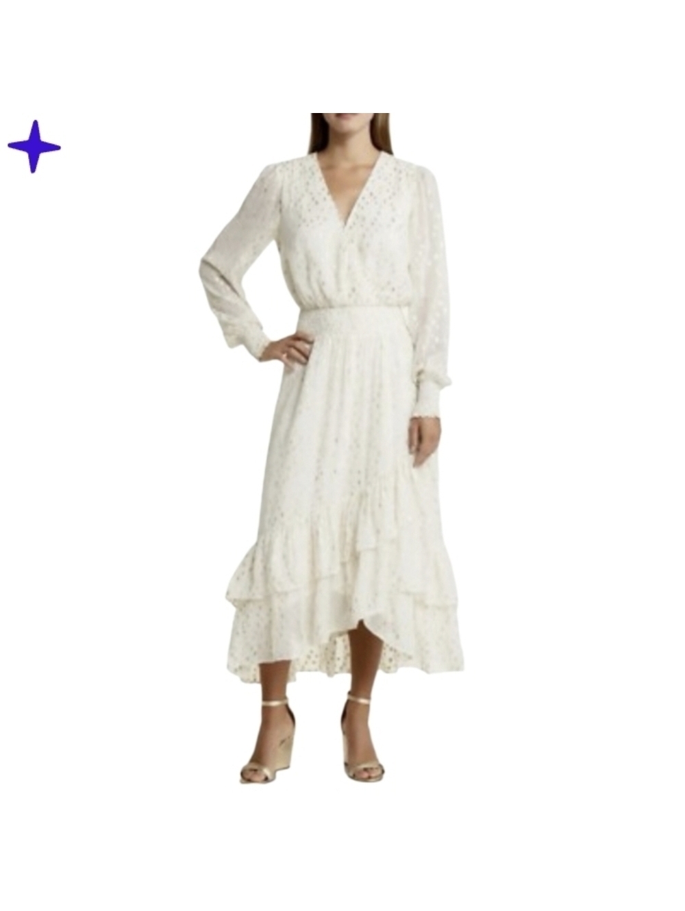 Lilly Pulitzer Womens Cristiana Midi Dress Size 6 White Gold Flowly Bridal - Picture 12 of 12